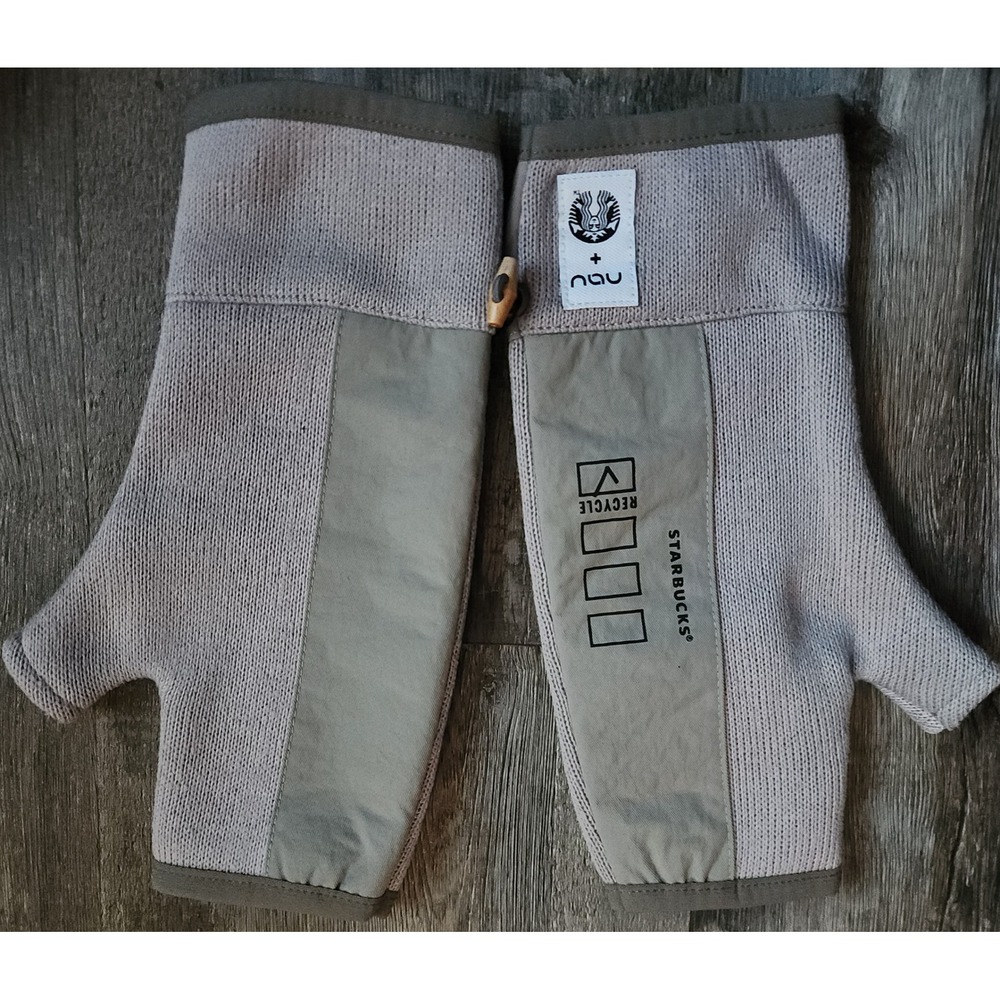Starbucks Nau Fingerless Gloves Unisex OS Grey Recycled K-rPET Arm Warmers Korea